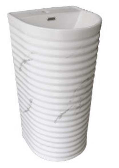 White Pedestal Basin with Black Deco