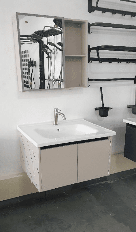 Cream Cabinet Set with LED Mirror