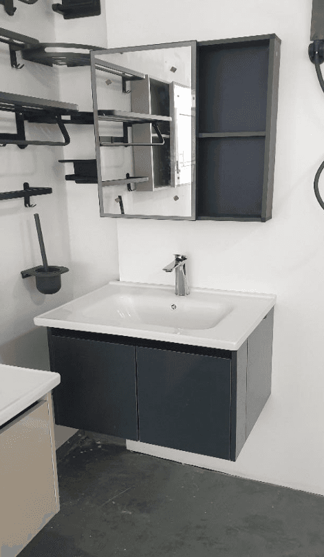 Grey Cabinet Set with LED Mirror