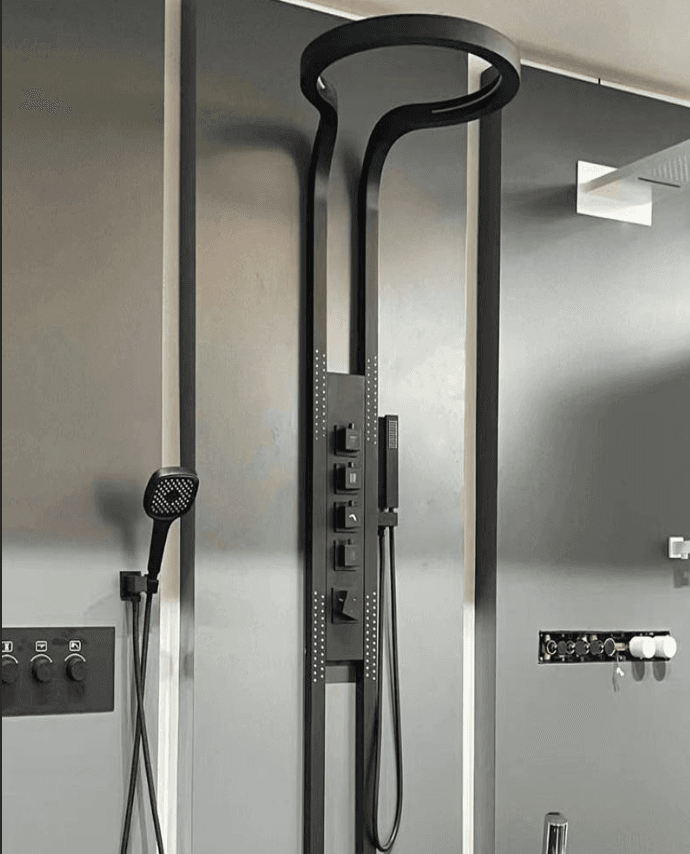 Black Tower Shower Panel