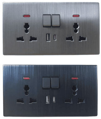 2 Gang 2 Way Socket + USB + C